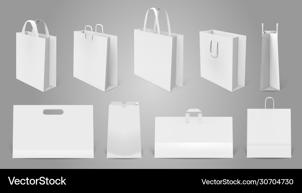 White Paper Einkaufstaschen - 3D Mockup Vektorbild