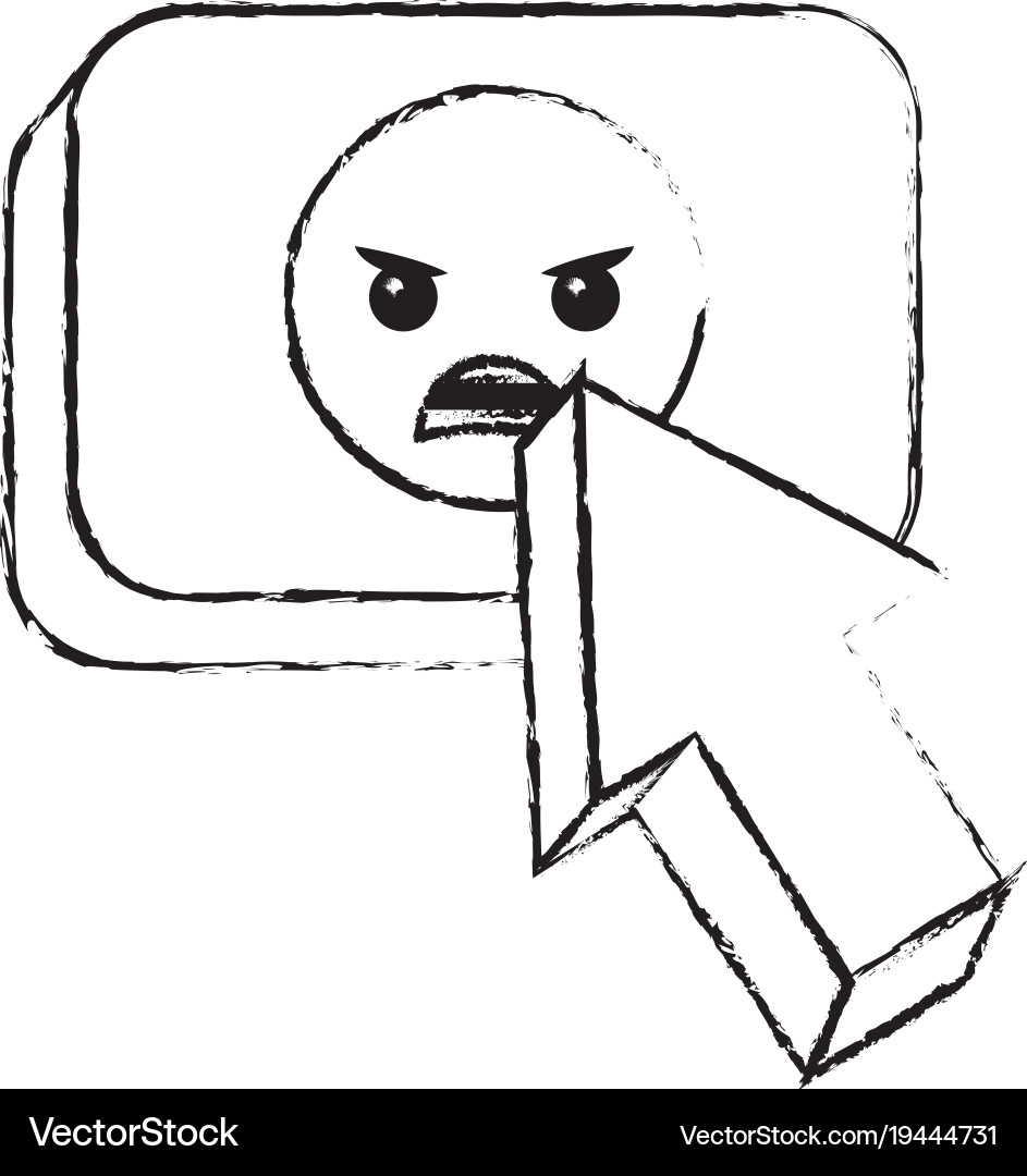 Arrow cursor with emoticon angry button icon vector image