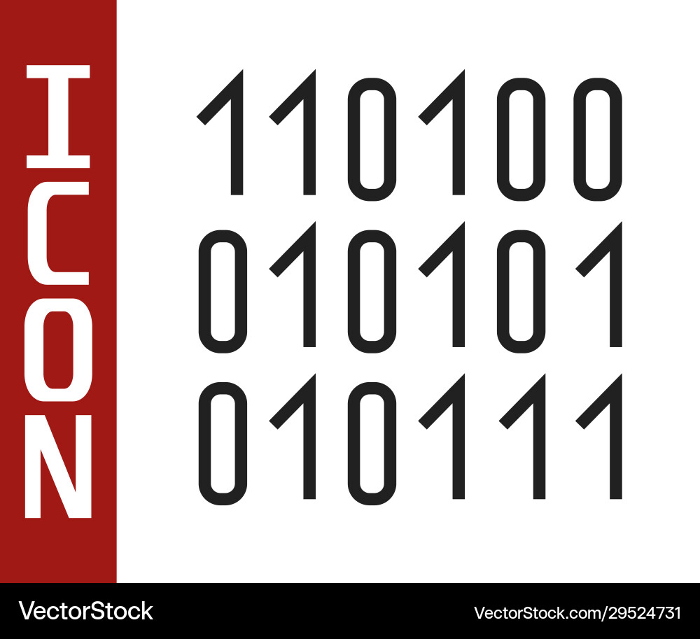 Black line binary code icon isolated on white Black line binary code icon isolated on white vector image