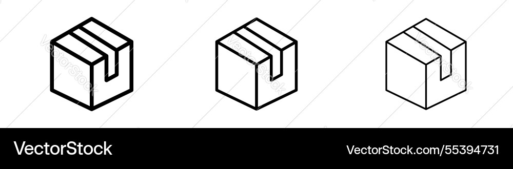 Box icons in three different stroke lines Vector Image