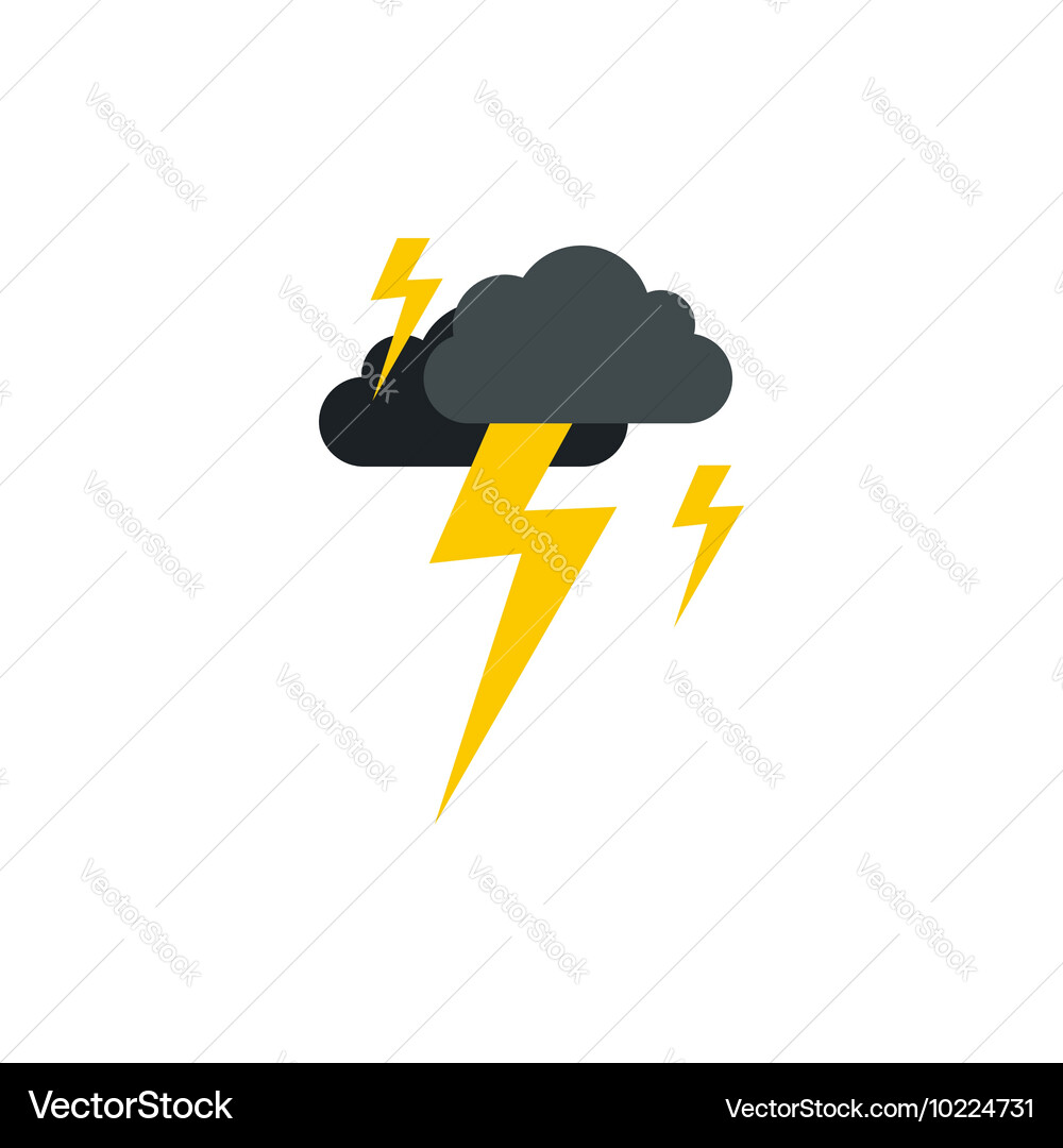 Clouds and lightning icon flat style Vector Image