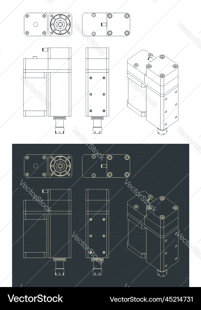 Cnc router head blueprints Cnc router head blueprints vector image
