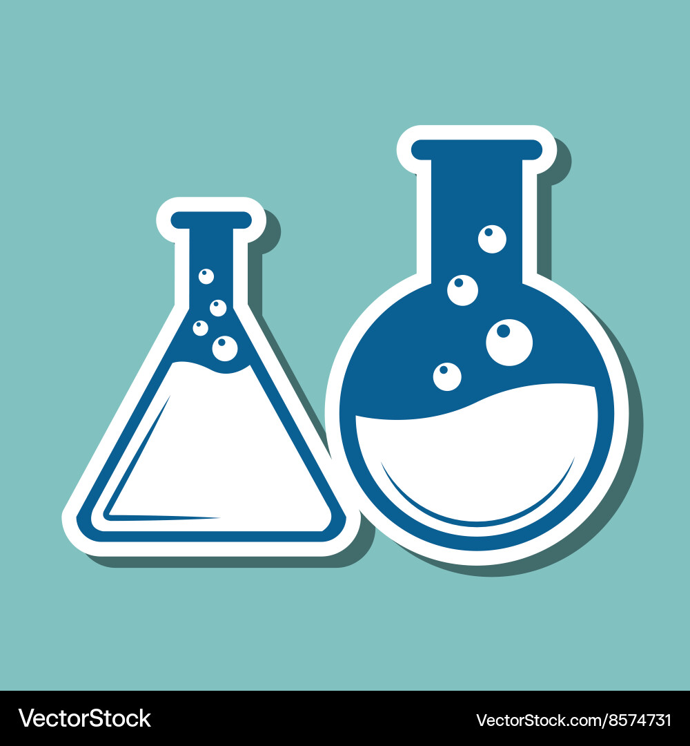 Laboratory flask over white background vector image