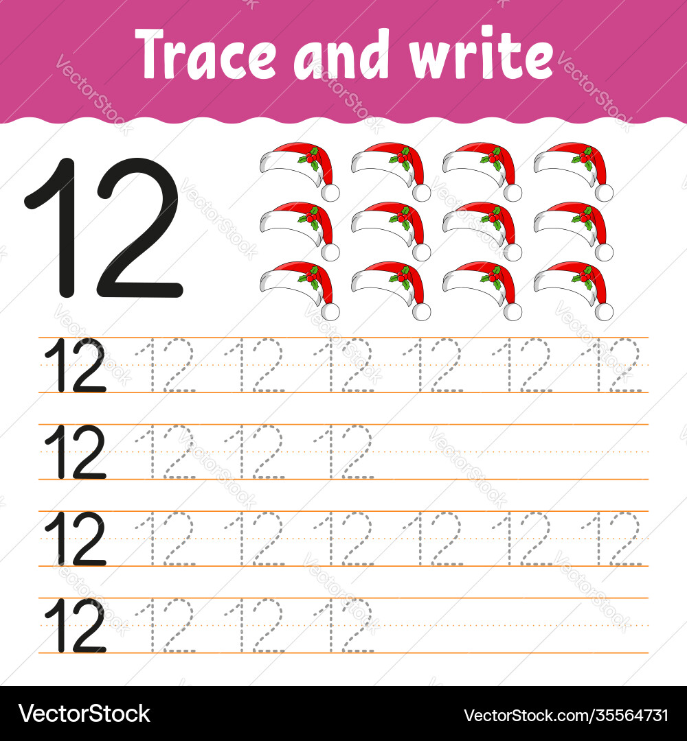 Learn numbers trace and write winter theme Learn numbers trace and write winter theme vector image