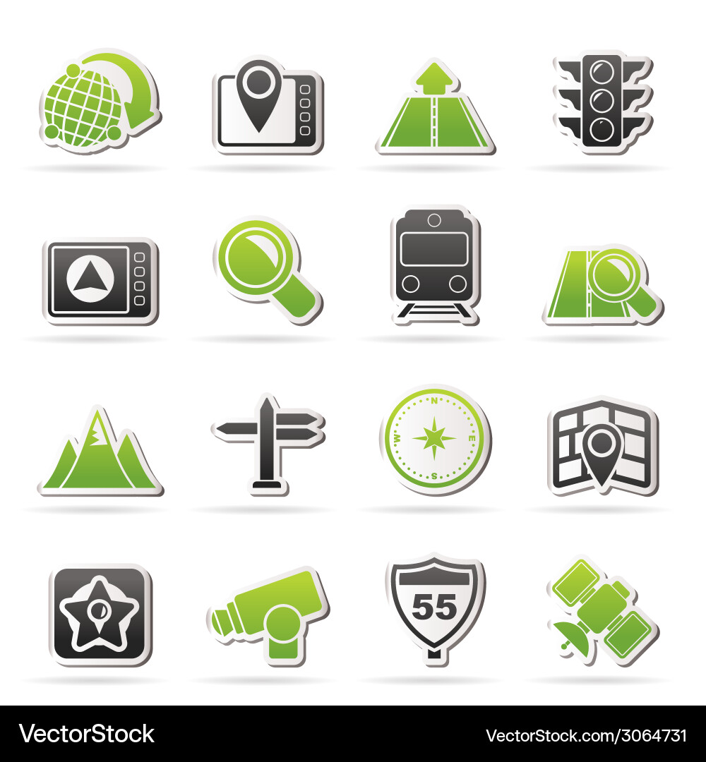 Navigation and location icons vector image