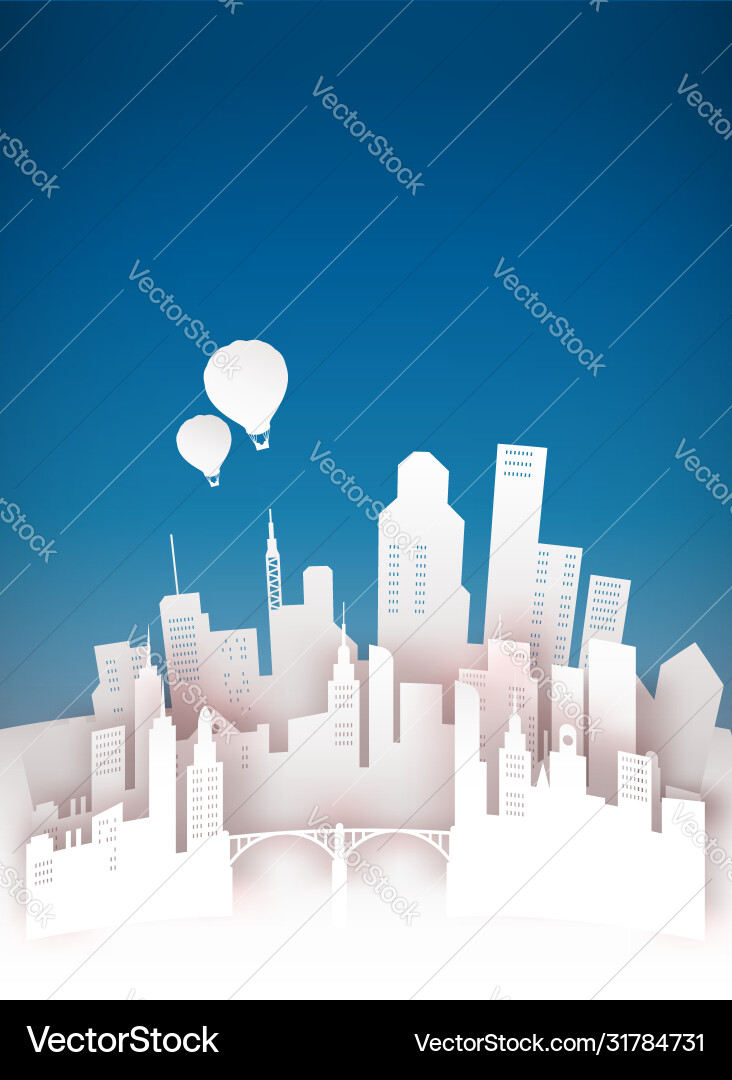 Paper cut 3d city skyline landscape background Paper cut 3d city skyline landscape background vector image