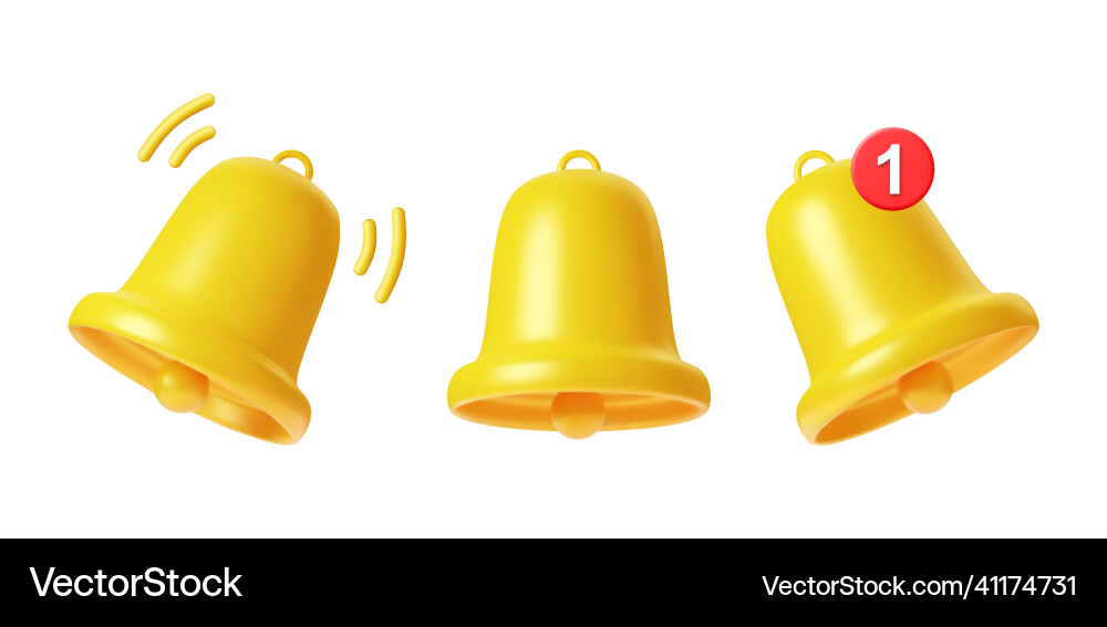 Set of bells icon with new message Vector Image