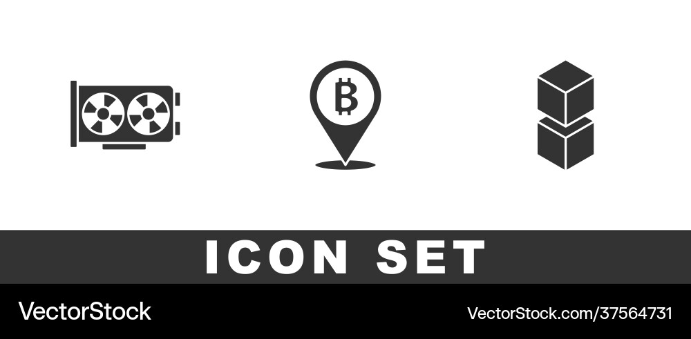 Set video graphic card bitcoin and blockchain Set video graphic card bitcoin and blockchain Vector Image