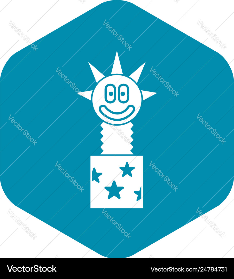 Toy jumping out box icon simple style Toy jumping out box icon simple style vector image
