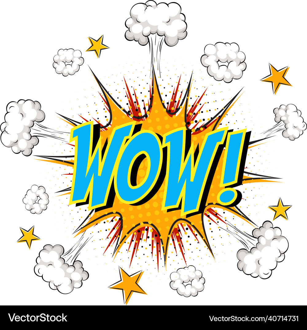 Word wow on comic cloud explosion background vector image
