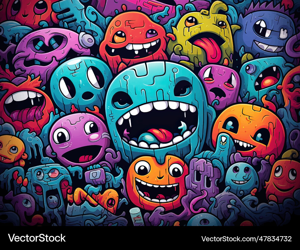 A pattern of large number monsters Vector Image