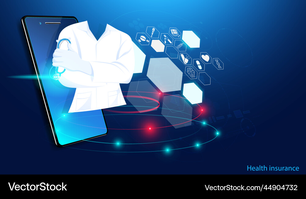 Abstract health healthcare icons and phone Abstract health healthcare icons and phone vector image