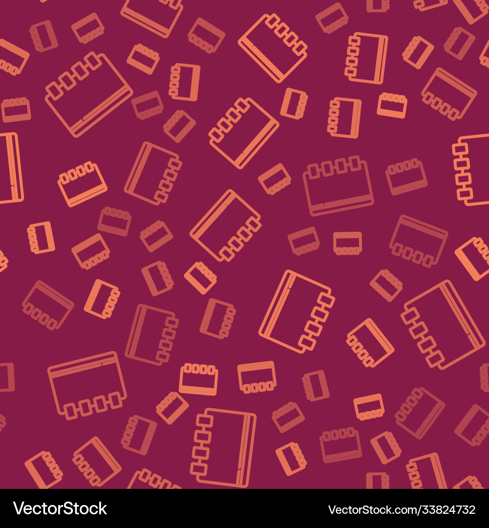 Brown line notebook icon isolated seamless pattern Vector Image