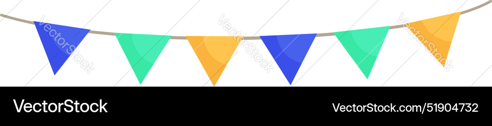 Colorful triangle flags hanging on string Colorful triangle flags hanging on string vector image
