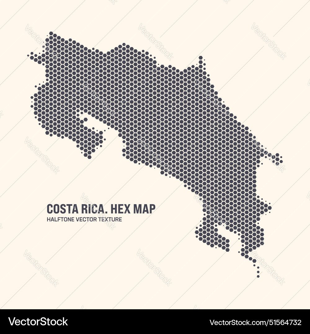 Costa rica map hexagonal halftone pattern Costa rica map hexagonal halftone pattern vector image