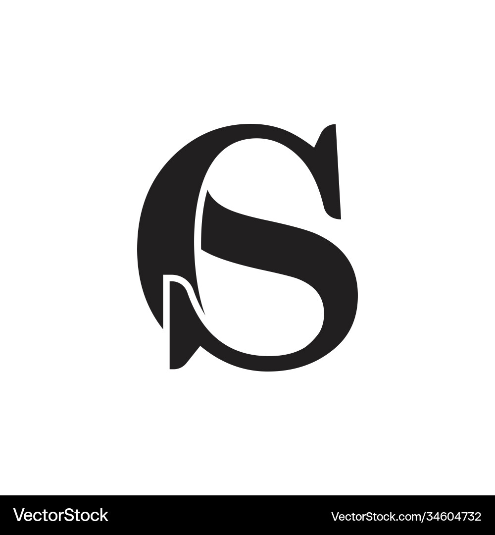 CS Linked Font Logo - Minimalist vector image