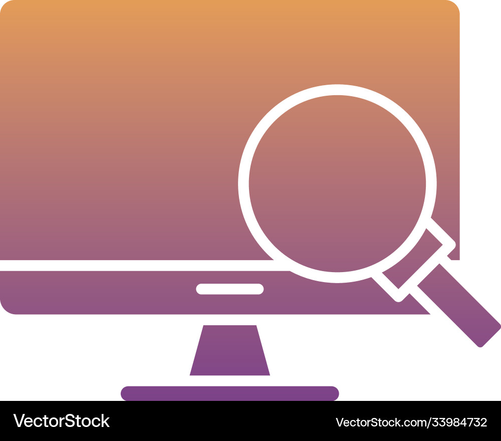 Desktop computer monitor with magnifying glass Desktop computer monitor with magnifying glass vector image
