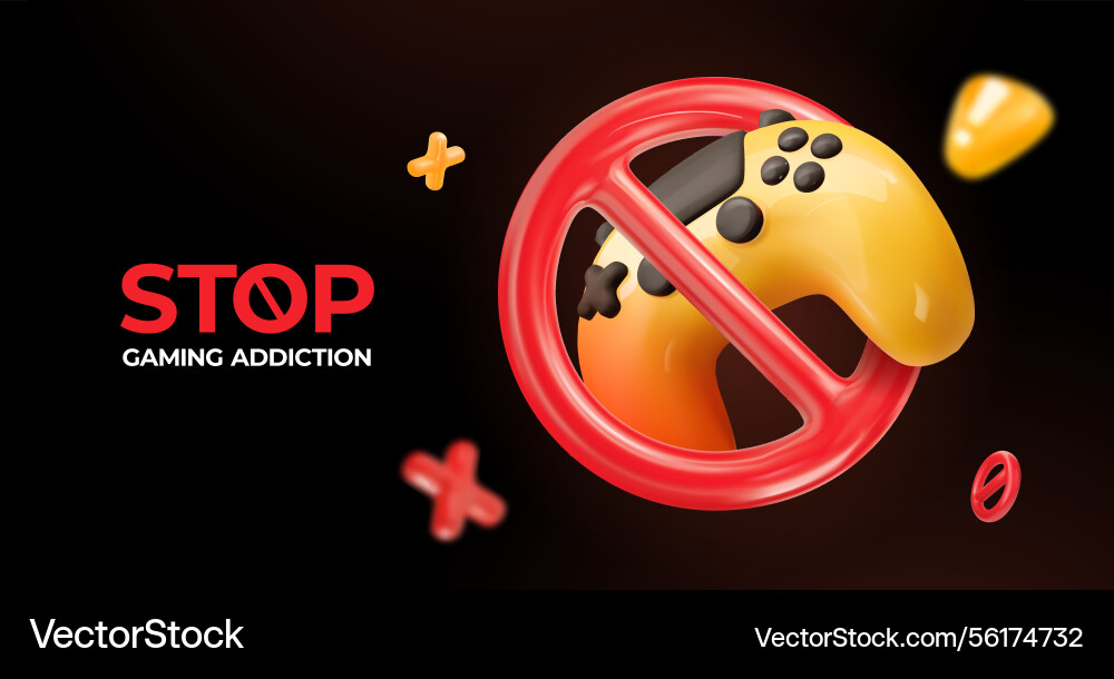 Glossy 3d game controller with red forbidden sign Glossy 3d game controller with red forbidden sign vector image