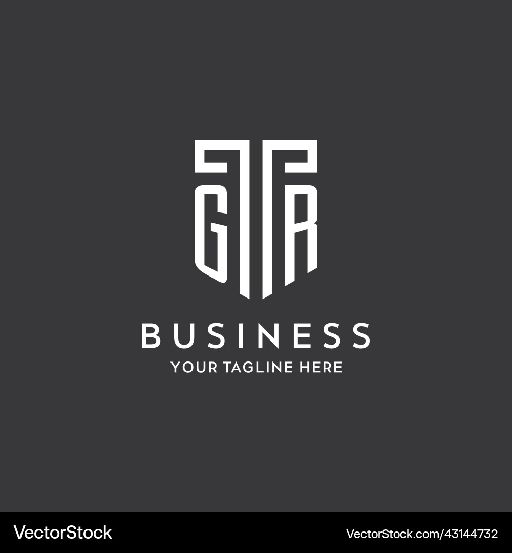 Gr monogram initial name with shield shape icon Gr monogram initial name with shield shape icon Vector Image