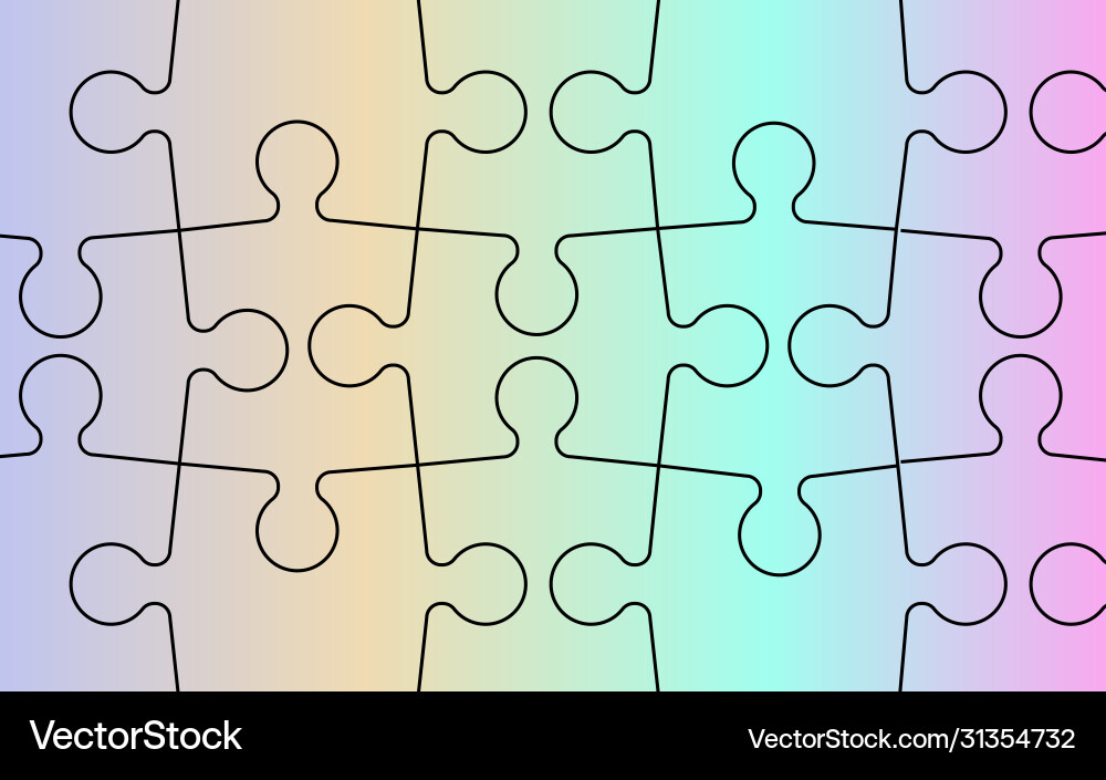 Gradient puzzle black contour on a Vector Image