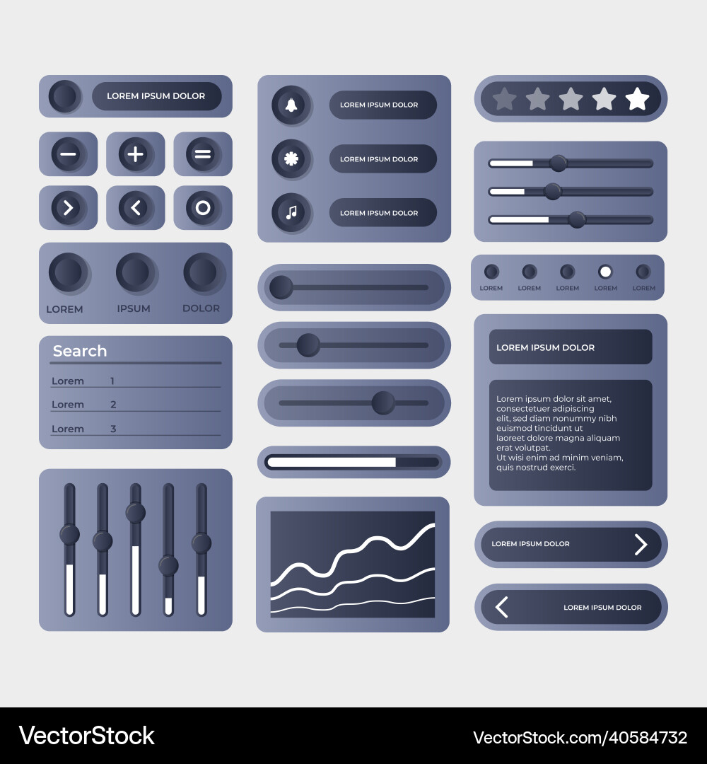 Gradient ui kit set Vector Image