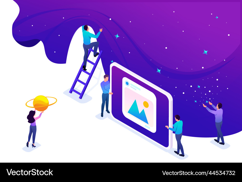 Isometric development and creation of a website Isometric development and creation of a website vector image