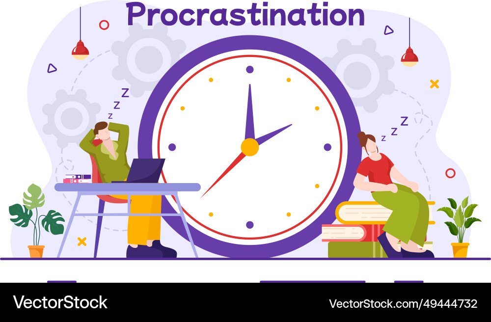 Procrastination with procrastinating lazy Procrastination with procrastinating lazy Vector Image
