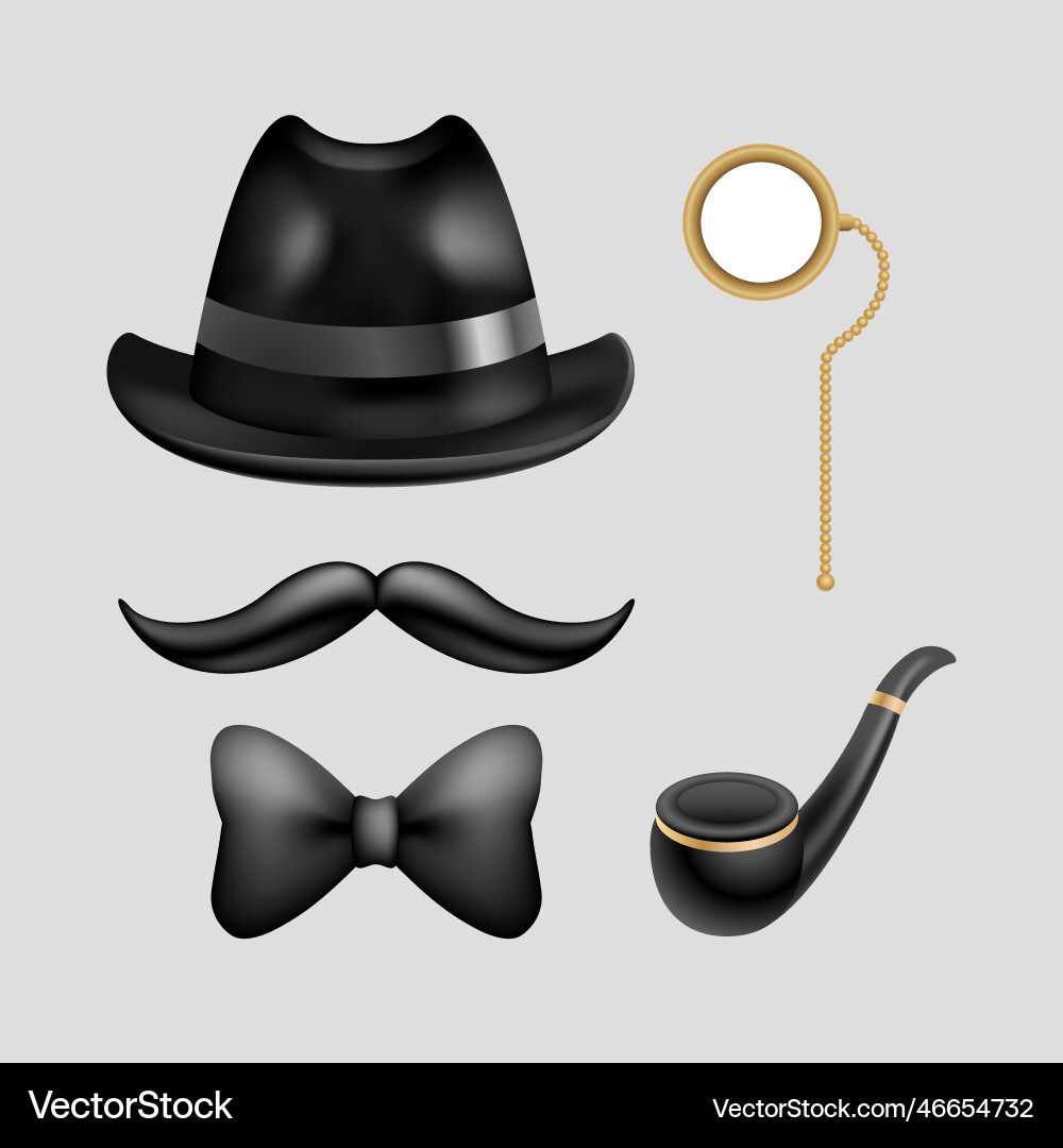 Realistic gentleman element set Realistic gentleman element set Vector Image