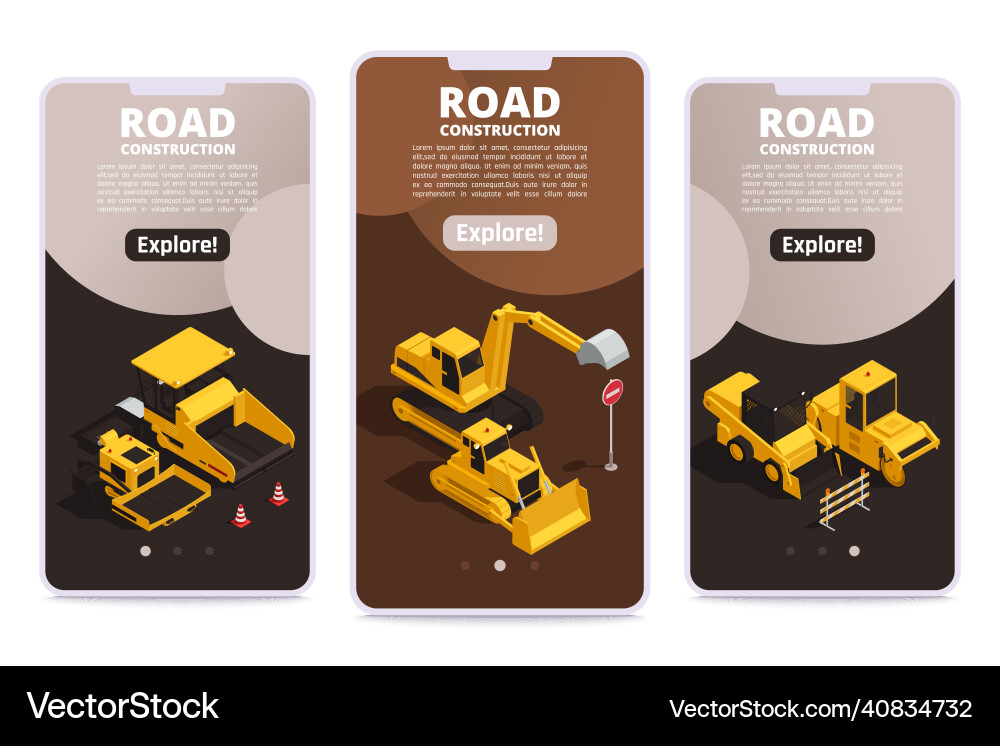 Road construction vertical banners Road construction vertical banners vector image
