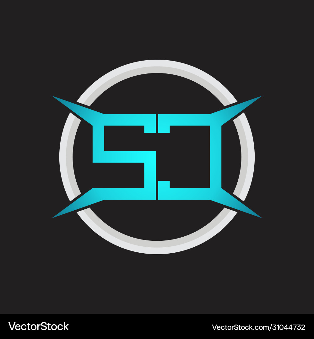 Sc logo monogram with circle and four taper shape vector image