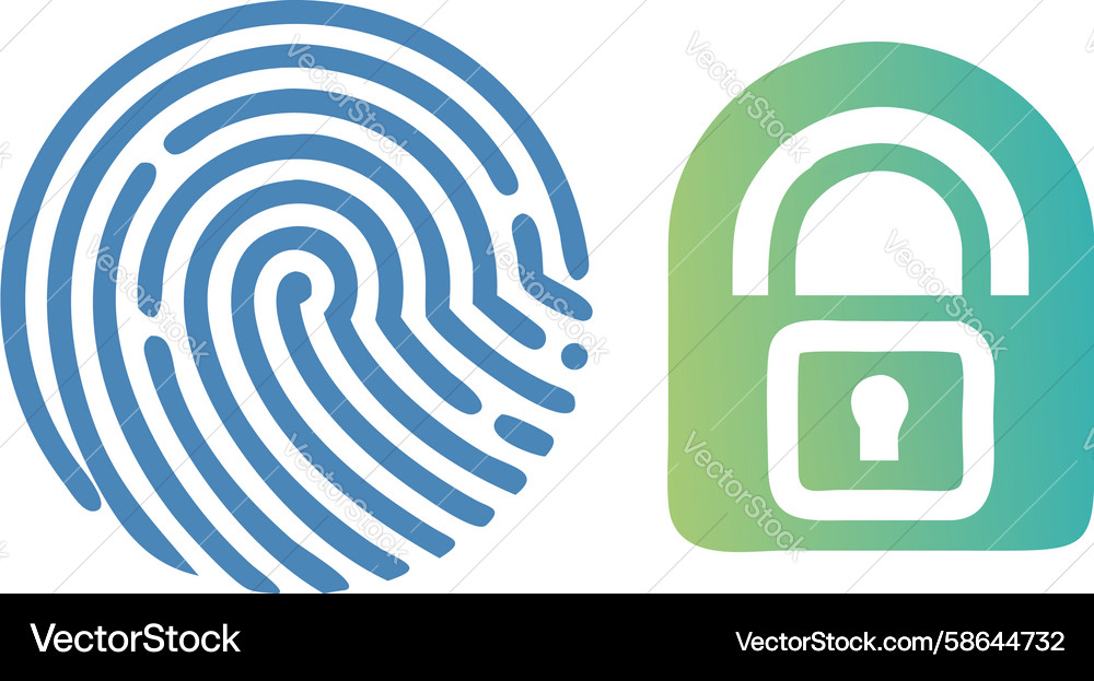 Secure Fingerprint Lock Icon Vector Image