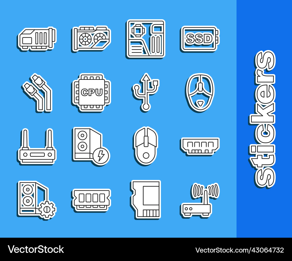 Set line router and wi-fi signal ram random Set line router and wi-fi signal ram random vector image
