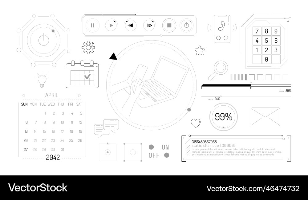 Set of infographic elements about computer Set of infographic elements about computer vector image