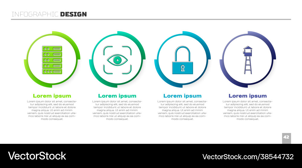 Set server data web hosting eye scan lock Vector Image