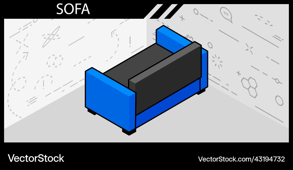 Sofa isometric design icon web 3d colorful Sofa isometric design icon web 3d colorful vector image