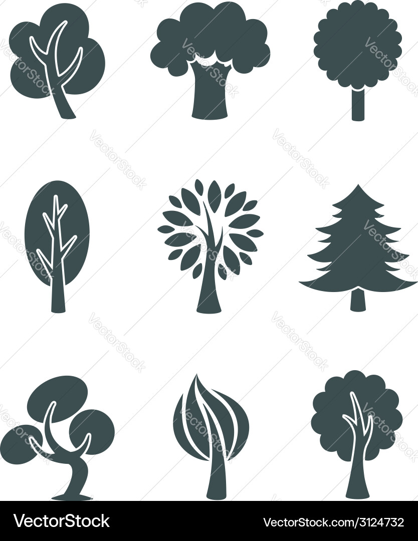 Tree icons set vector image