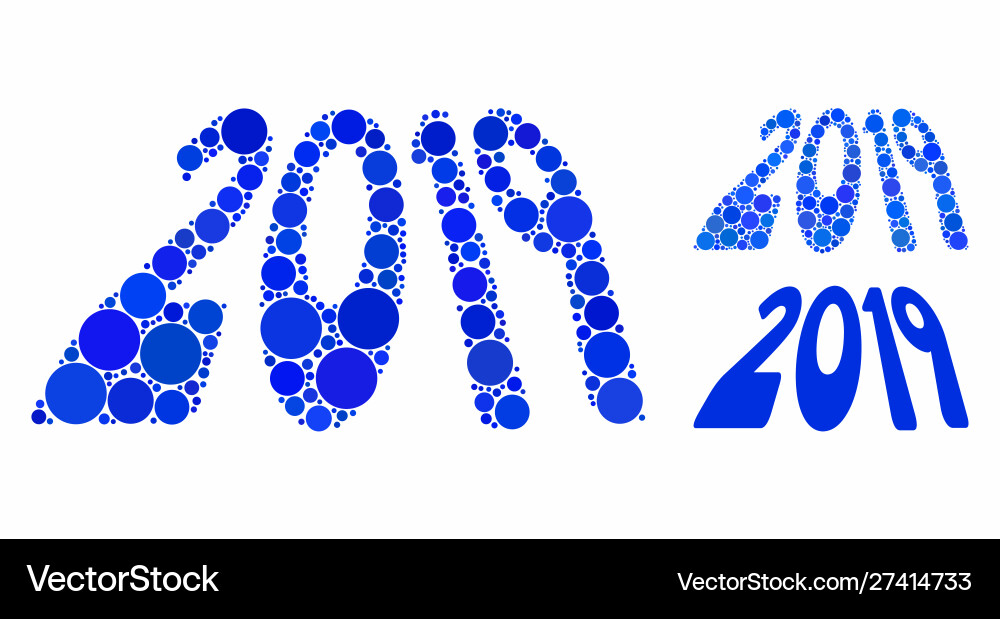 2019 perspective text mosaic icon round dots Vector Image