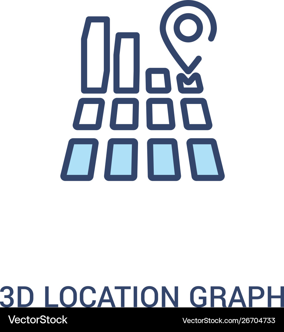 3d location graph concept 2 colored icon simple 3d location graph concept 2 colored icon simple vector image