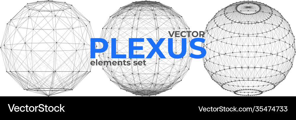 Abstract spherical plexus design elements set Abstract spherical plexus design elements set Vector Image