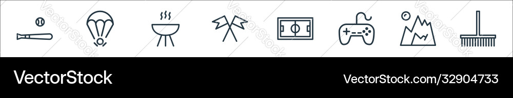Activities line icons linear set quality Activities line icons linear set quality vector image