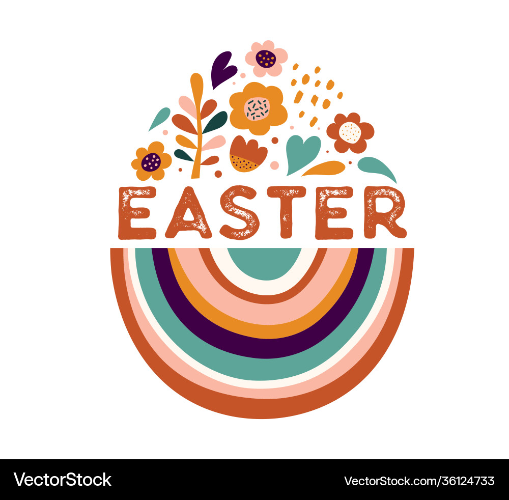 Boho Easter Bunny Decor Vector Image