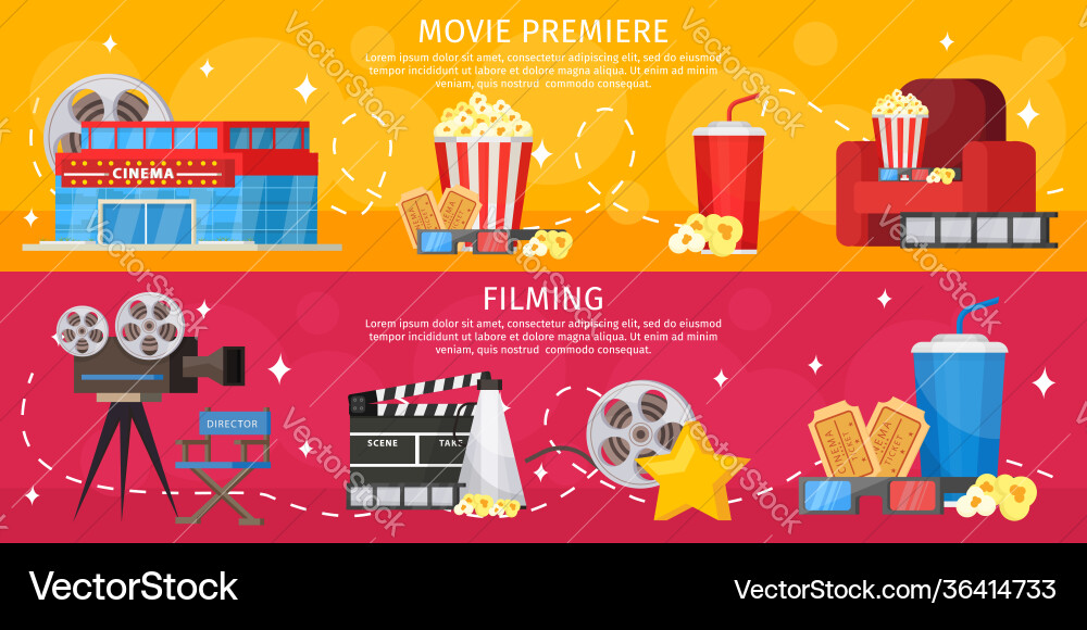 Bunte Kino horizontale Banner Bunte Kino horizontale Banner vektorbild