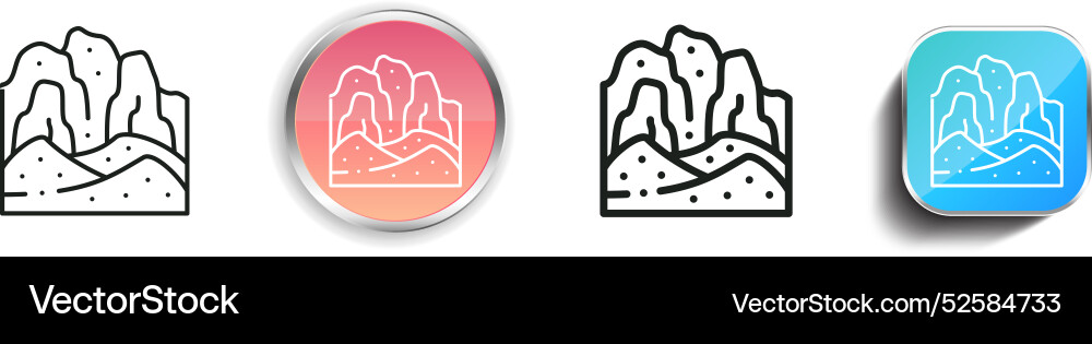 Canyon icon thin linear regular and button style Vector Image