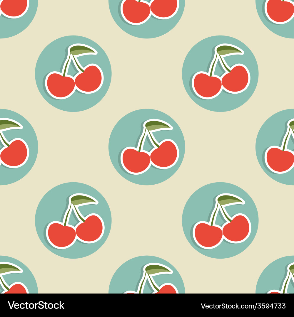 Cherry pattern seamless texture with ripe red Vector Image