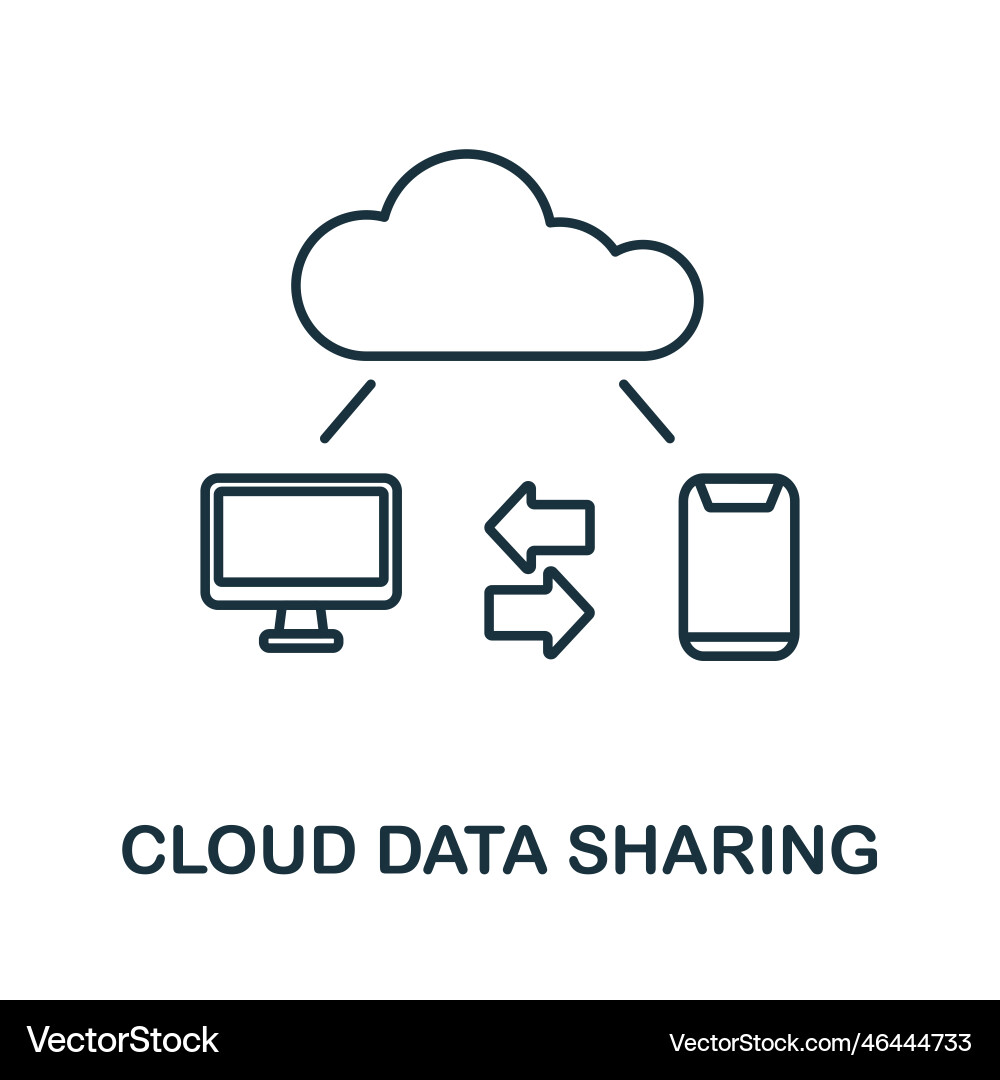 Cloud data sharing line icon element sign from Vector Image