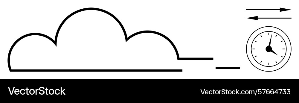 Cloud shape with clock and arrows representing Cloud shape with clock and arrows representing vector image