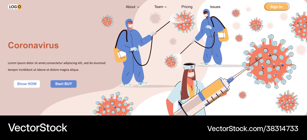 Coronavirus web concept medics are fighting virus Coronavirus web concept medics are fighting virus vector image
