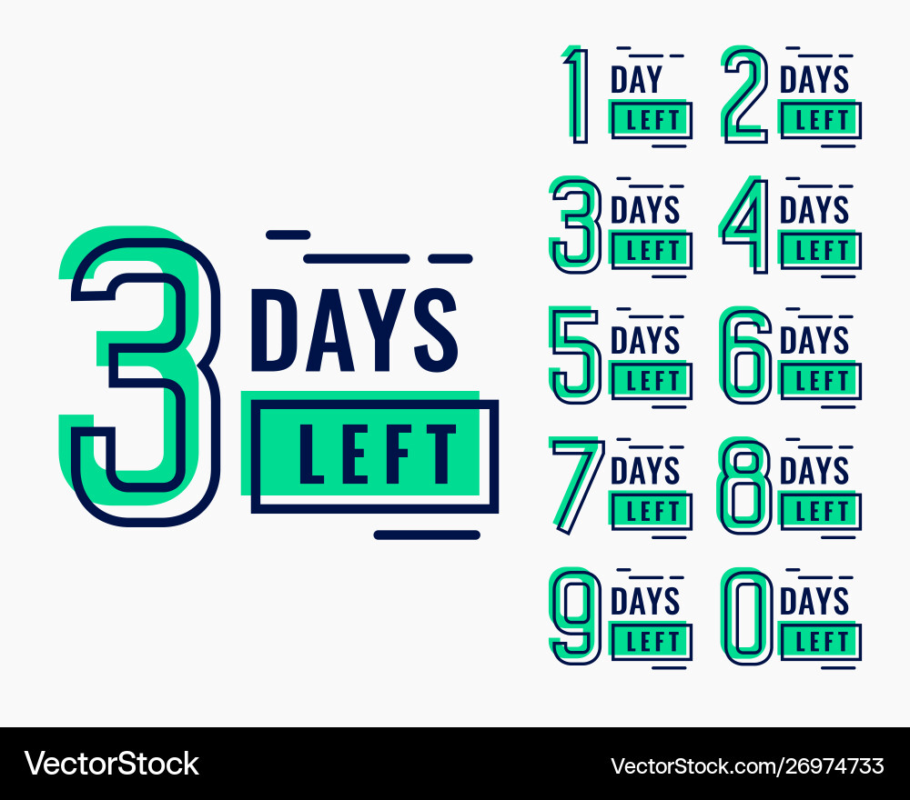 Countdown time for number days left vector image