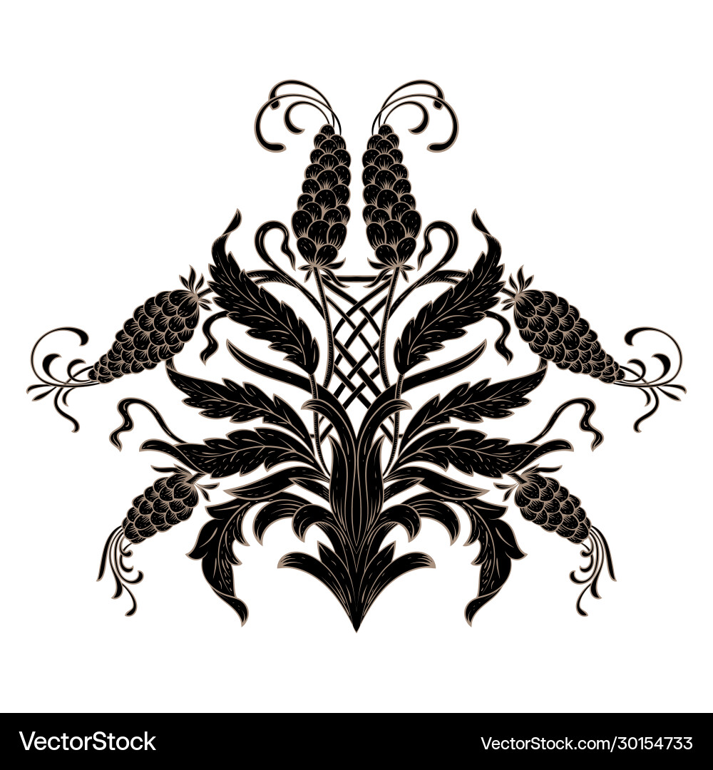 Damask element isolated central Vector Image