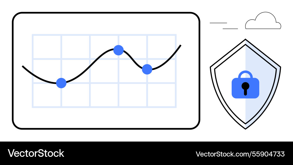 Data graph with security shield and cloud icon vector image